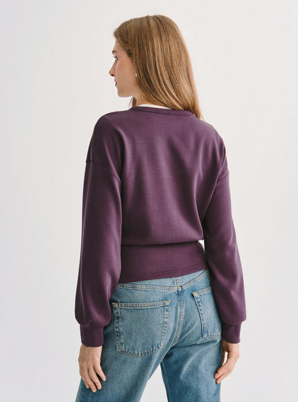 2Pcs Set MaxWarm Fleece Round Neck Long Sleeve Top & High-Rise Belted Wide-Leg Pants with Pockets