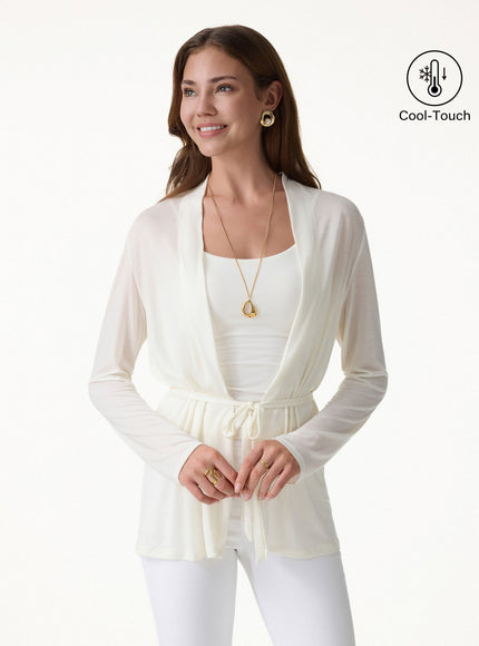 Airy Soft Open Front Cardigan with Tie