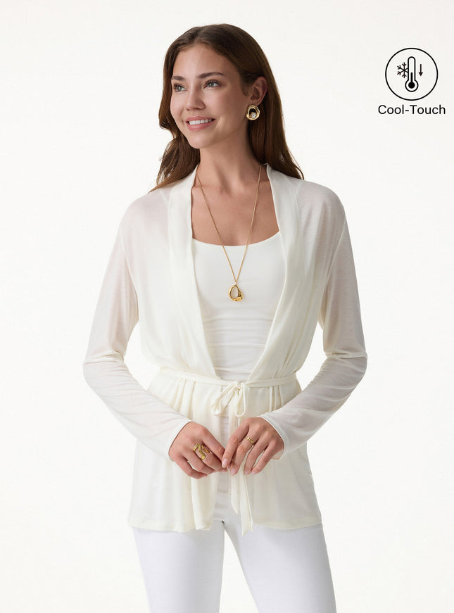 Airy Soft Open Front Cardigan with Tie