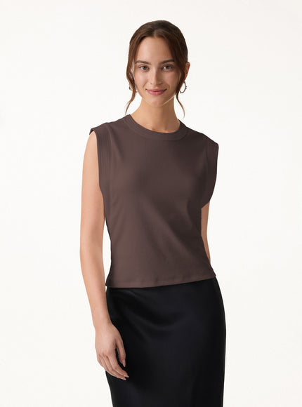 Soft Cotton Lyocell Cropped Wide Shoulder Tank