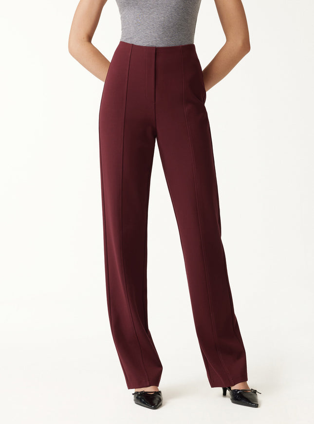 Ponte High-Rise Straight-Leg Pants with Pockets - Heather Black Grey