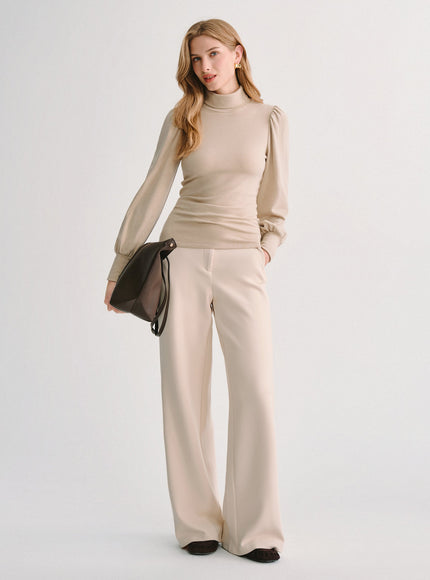 Turtleneck Puff Sleeve Top