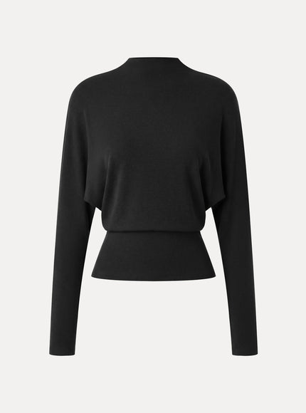 Mock Neck Batwing Sleeve Top