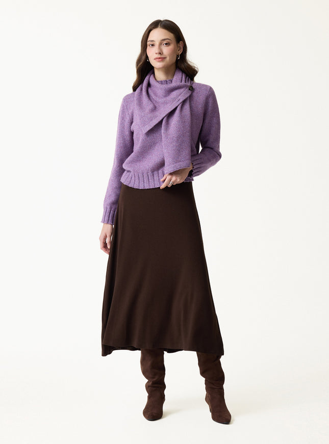 Merino Blend Plush Sweater with Removable Scarf