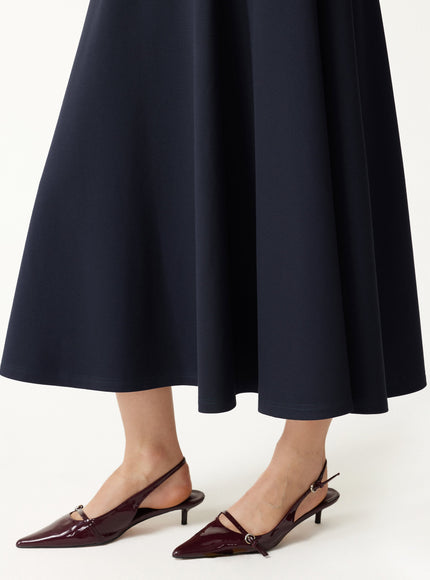 Office Staple Ponte High-Rise Circle Midi Skirt with Pockets