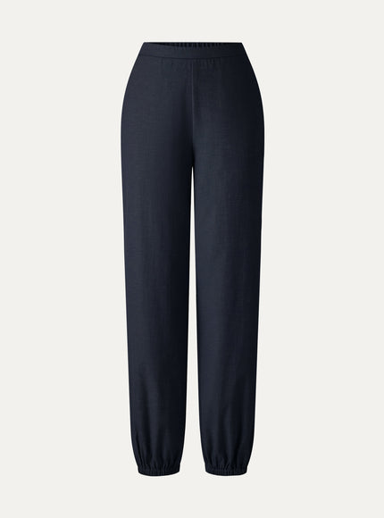 Linen-like High-Rise Balloon Jogger Pants with Pockets