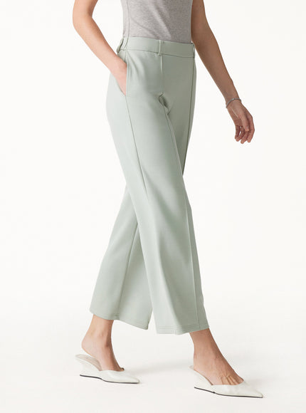 Lyocell Spacer Knit Cropped Straight-Leg Pants with Pockets