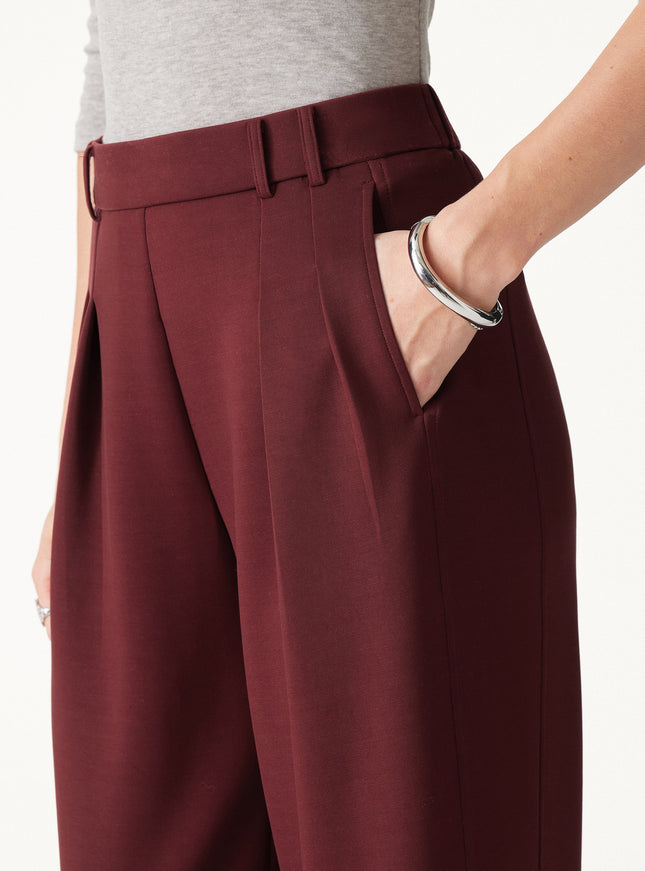 Lyocell Spacer Knit High-Rise Wide-Leg Tuck Pants with Pockets
