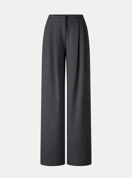 Ponte Mid-Rise Wide-Leg Tuck Pants with Pockets