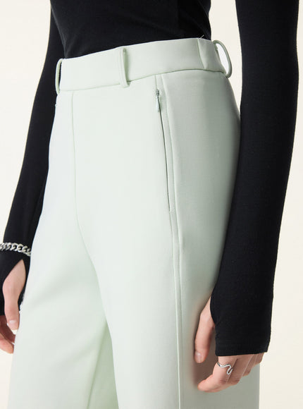 Stretch Cotton Blend Slimming High Rise Wide Leg Pant