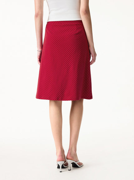 2Pcs Set Polka Dot Boatneck Built-In Bra & A-Line Flare Skirt Limited Edition