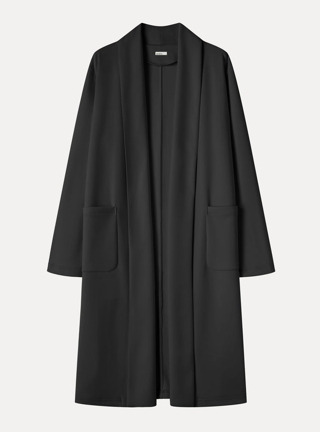 Modal Spacer Knit Shawl Collar Pocketed Long Cardigan