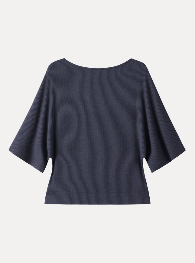 Soft Ribbed Boatneck Relaxed Top