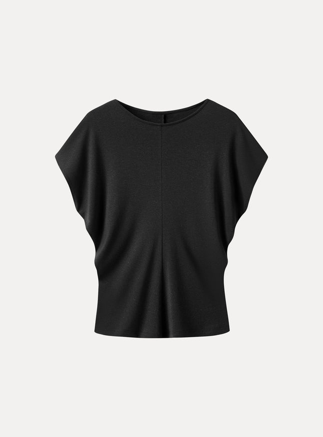 Linen-Blend Round Neck Relaxed Summer Top