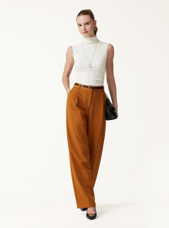 Mock Neck Sleeveless Ruched Built-In Bra Top