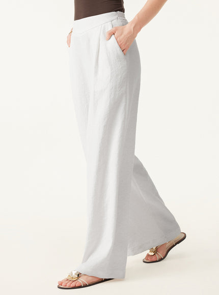 Breezy Linen-Like Mid Rise Wide Leg Pant with Pockets