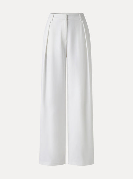 Not-See-Thru High-Rise Wide-Leg Pants with Pockets