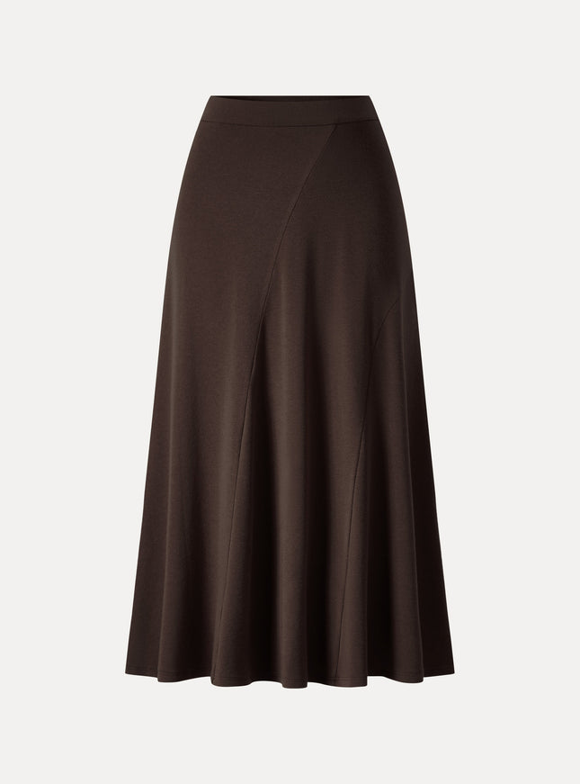 High-Rise Curved-Seam A-Line Midi Skirt