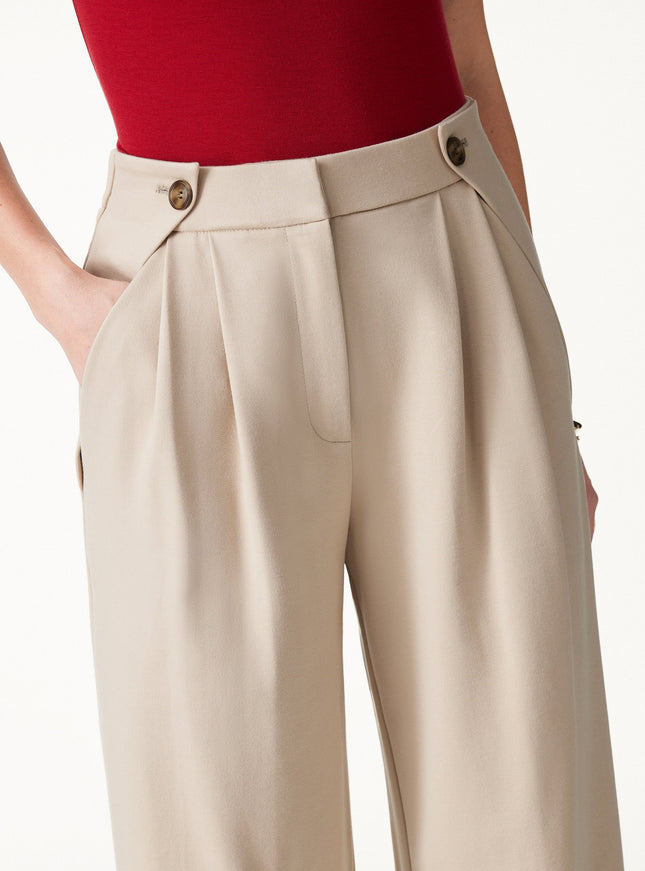 Ponte High-Rise Wide-Leg Gusset Pants with Pockets