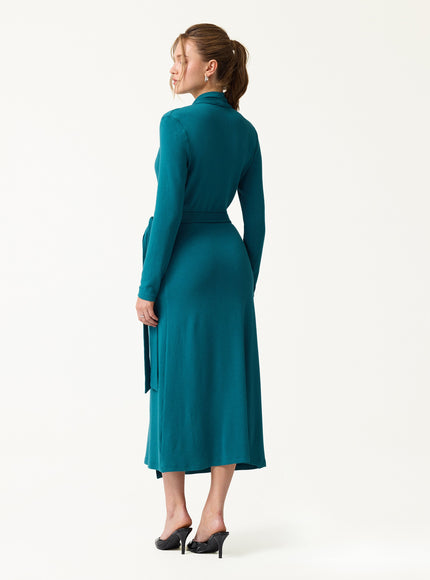 Classic Long Sleeve Midi Wrap Dress