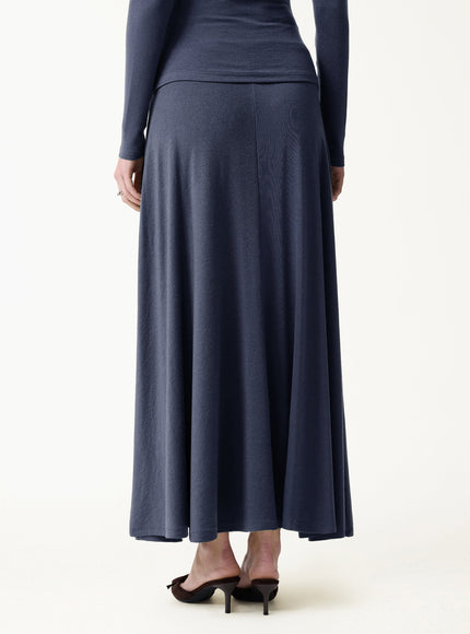 Lyocell-Cashmere Blend Mid-Rise Umbrella Maxi Skirt