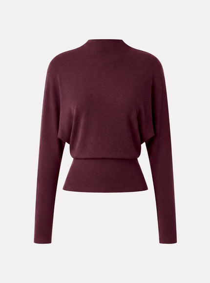 Mock Neck Batwing Sleeve Top