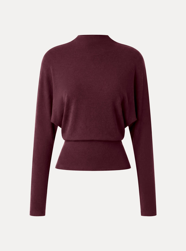 Mock Neck Batwing Sleeve Top