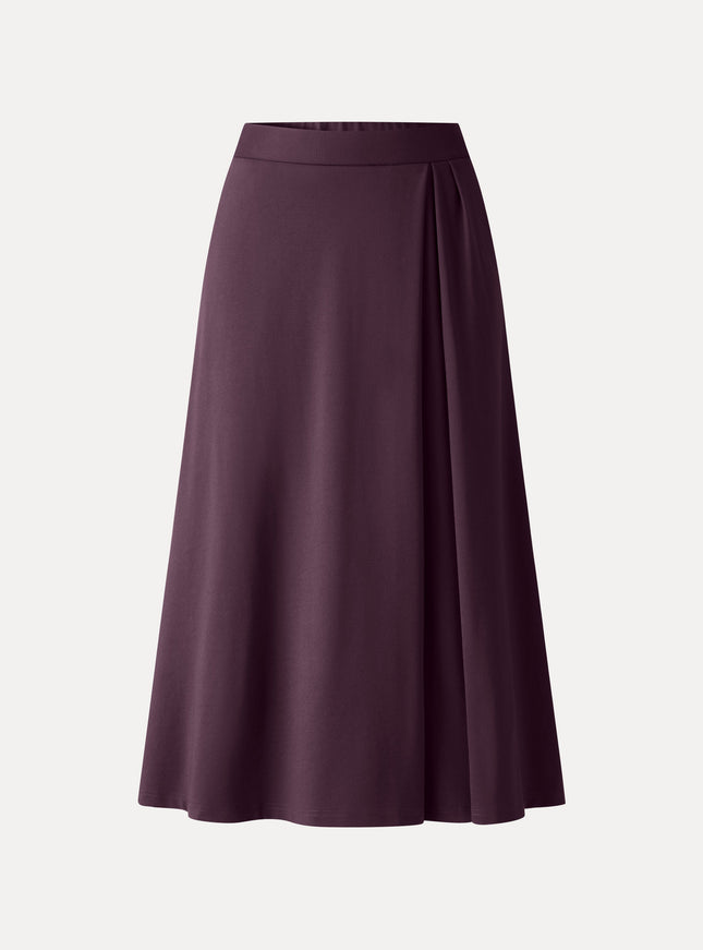 Ponte Mid-Rise Tucked A-Line Midi Skirt with Pockets