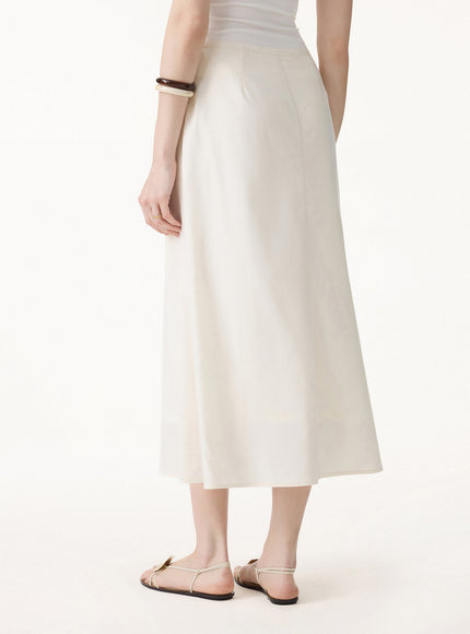 2Pcs Set Boatneck Waist-Defined Top & Maxi Flared Pull-On Skirt